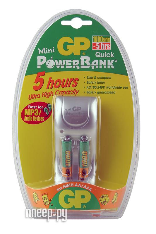 Фотография Зарядное устройство GP PowerBank Mini Quick + 2 ак. AAA 1000 mAh (PB25GS100-C2 Фото Зарядное устройство GP PowerBank Mini Quick + 2 ак. AAA 1000 mAh (PB25GS100-C2