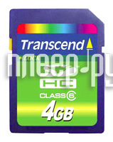 ���� ����� ������ 4Gb - Transcend Hight-Capacity Class 6 - Secure Digital TS4GSDHC6
