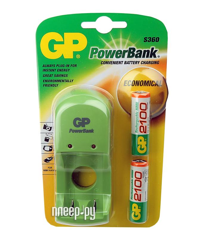 Фотография Зарядное устройство GP PowerBank S360 + 2 ак. AA 2100 mAh (PB360GS210-U2 Фото Зарядное устройство GP PowerBank S360 + 2 ак. AA 2100 mAh (PB360GS210-U2