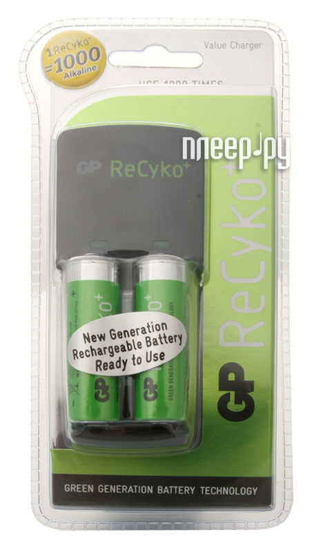 Фотография Зарядное устройство GP ReCyko+ Value Charger + 2 ак. AA 2100 mAh AR02GS210B-U2 Фото Зарядное устройство GP ReCyko+ Value Charger + 2 ак. AA 2100 mAh AR02GS210B-U2