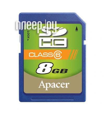 ���� ����� ������ 8Gb - Apacer Hight-Capacity Class 6 - Secure Digital AP8GSDHC6-R